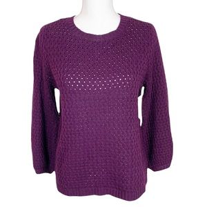 14th & Union Sweater Women Small Petite Purple Potent Open Knit Pullover Casual